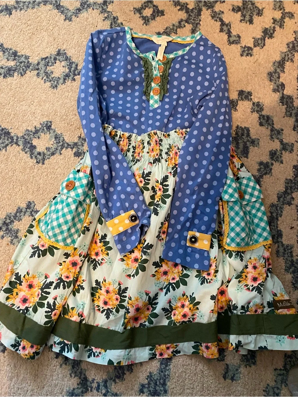 Matilda Jane Girls' Blue Polka Dot & Red Floral Mixed-Print Nightgowns